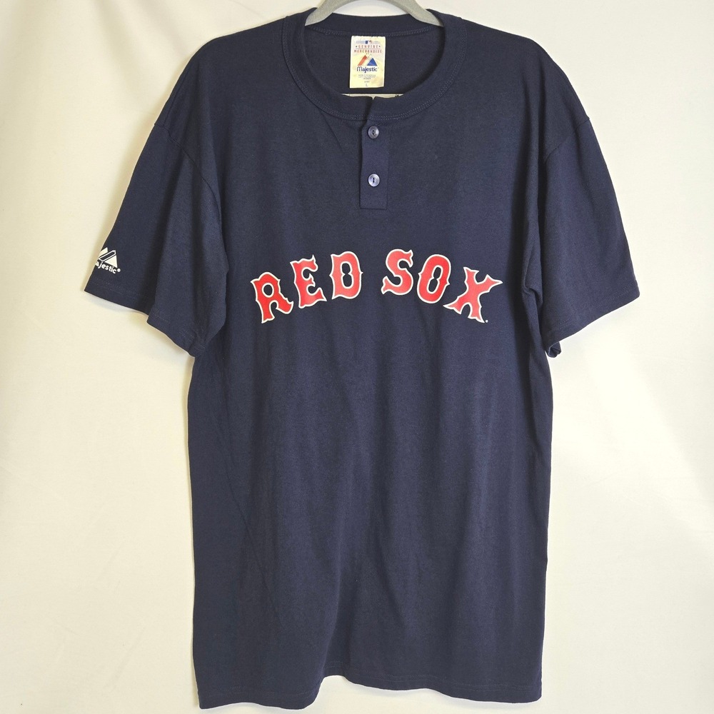 Majestic Replica 2 Button Baseball Jersey Red‎ Sox Cristoforo Colombo #8 Blue L